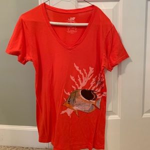 Orange Guy Harvey T-shirt with Fish decoration